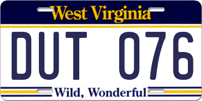 WV license plate DUT076