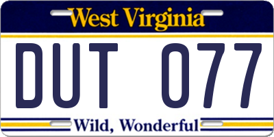 WV license plate DUT077