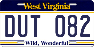 WV license plate DUT082