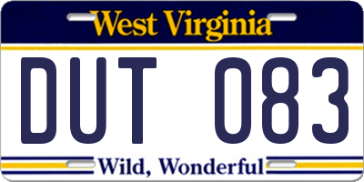 WV license plate DUT083