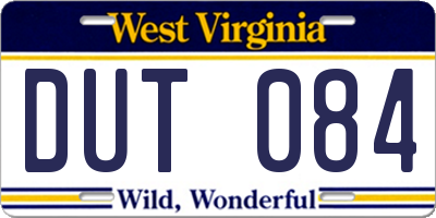 WV license plate DUT084