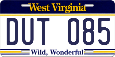 WV license plate DUT085