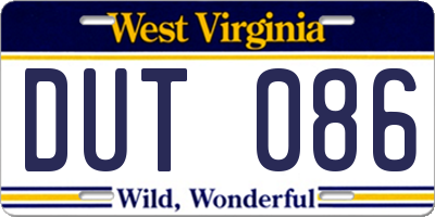 WV license plate DUT086