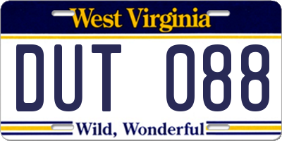 WV license plate DUT088