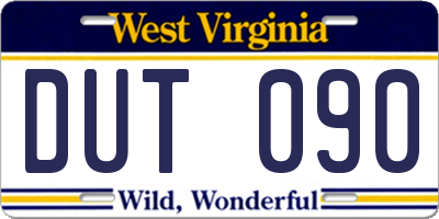 WV license plate DUT090
