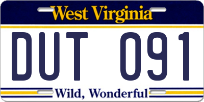 WV license plate DUT091