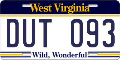 WV license plate DUT093
