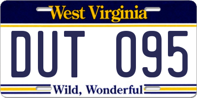 WV license plate DUT095