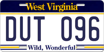 WV license plate DUT096