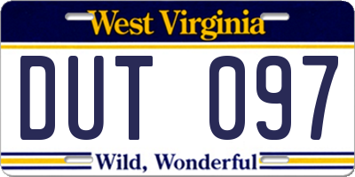 WV license plate DUT097
