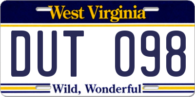 WV license plate DUT098