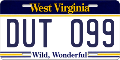 WV license plate DUT099