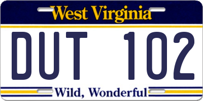 WV license plate DUT102