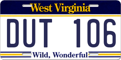 WV license plate DUT106