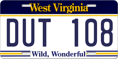 WV license plate DUT108