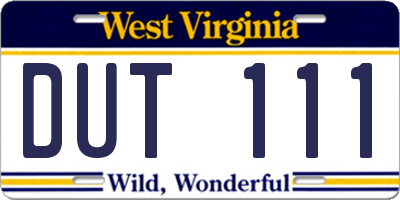 WV license plate DUT111