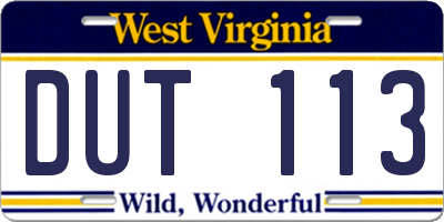 WV license plate DUT113