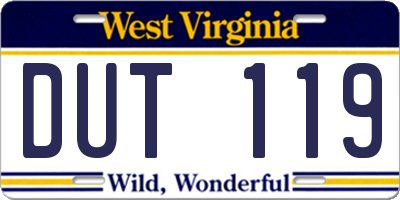 WV license plate DUT119