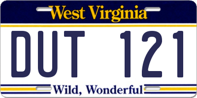 WV license plate DUT121