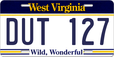 WV license plate DUT127