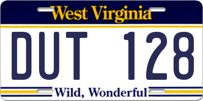 WV license plate DUT128