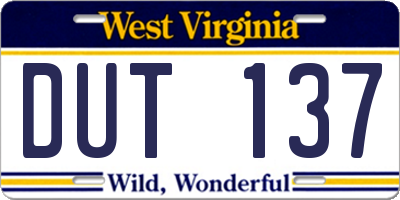 WV license plate DUT137