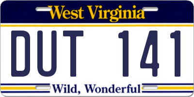 WV license plate DUT141