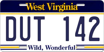 WV license plate DUT142