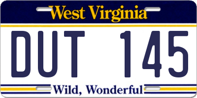 WV license plate DUT145