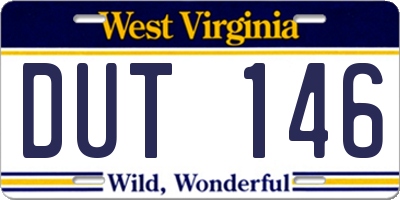 WV license plate DUT146