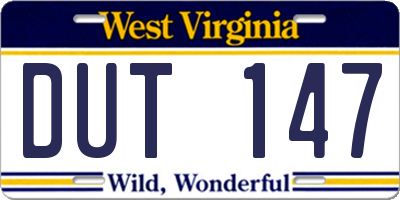 WV license plate DUT147