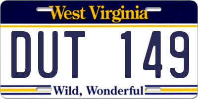 WV license plate DUT149
