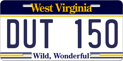 WV license plate DUT150
