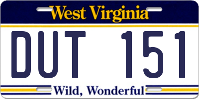 WV license plate DUT151