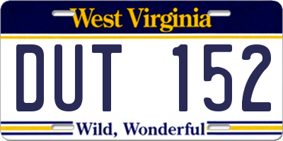 WV license plate DUT152