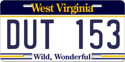 WV license plate DUT153