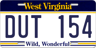 WV license plate DUT154