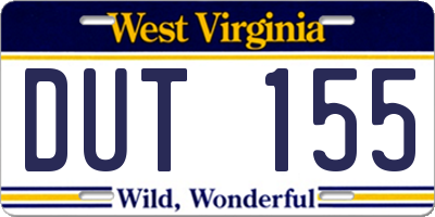 WV license plate DUT155