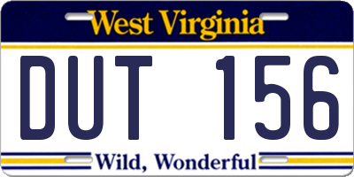WV license plate DUT156