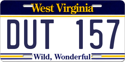 WV license plate DUT157