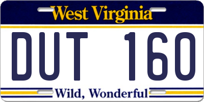 WV license plate DUT160