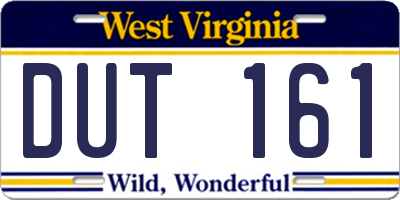 WV license plate DUT161