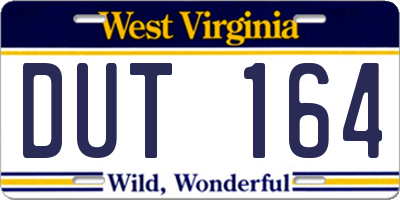 WV license plate DUT164