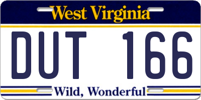 WV license plate DUT166