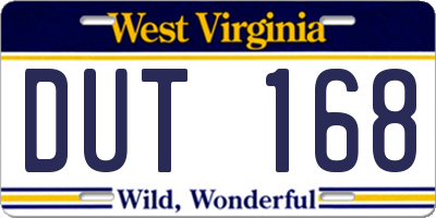 WV license plate DUT168