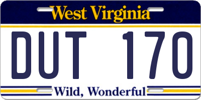 WV license plate DUT170