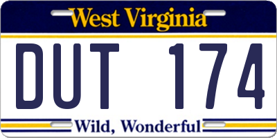 WV license plate DUT174