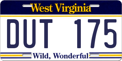 WV license plate DUT175
