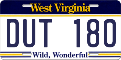 WV license plate DUT180