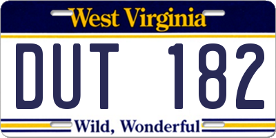 WV license plate DUT182